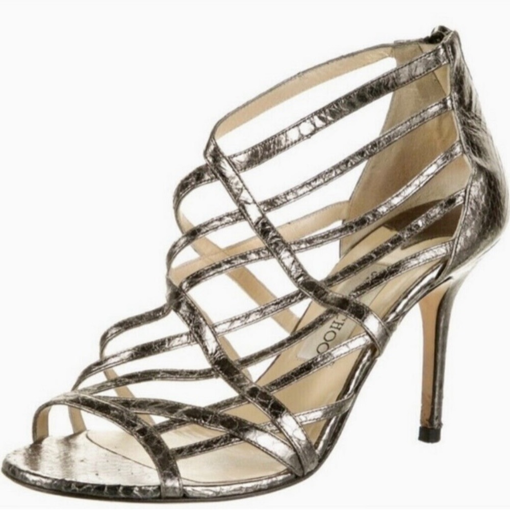 Jimmy Choo Python 4” Strappy Heels Size 37.5 (Us … - image 1